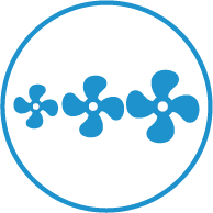 SILENT, NOCHE, MEDIA, ALTA Ventilación con tres caudales de aire para regular la intensidad.